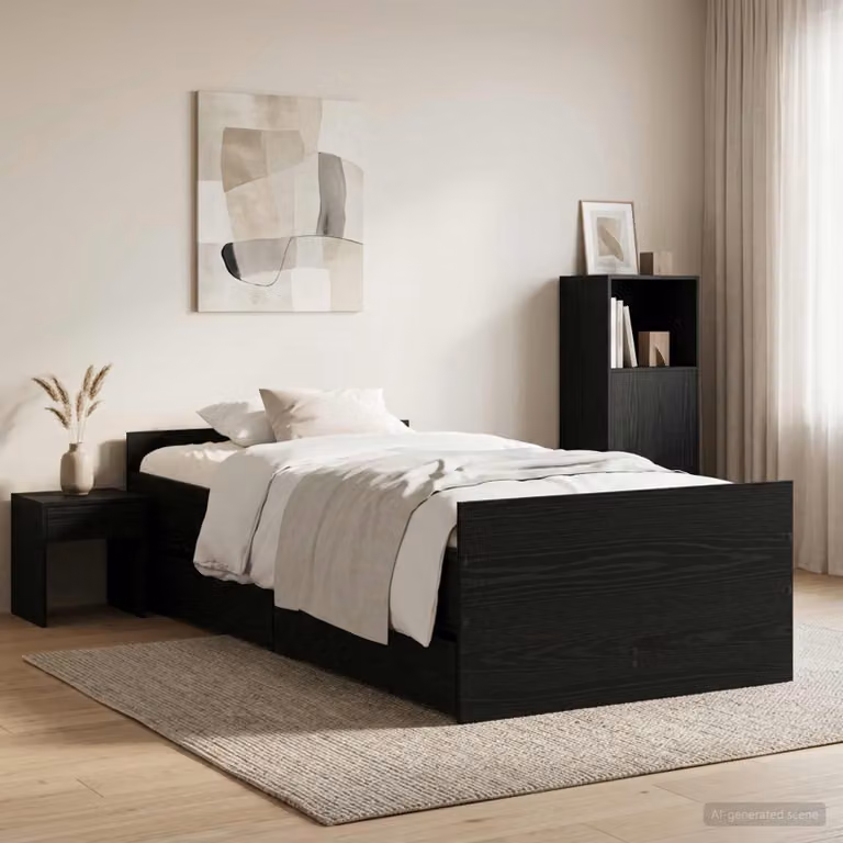 Struttura del letto moderna vidaXL in legno nero L: 100 cm, P: 200 cm, H: 102 cm