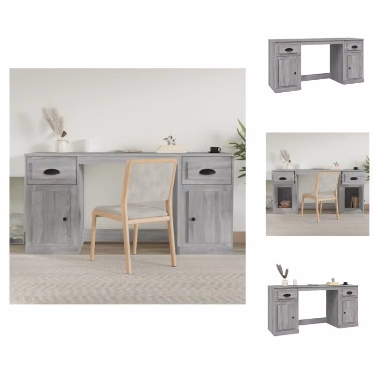 vidaXL Scrivania con contenitore in legno grigio Sonoma - Scrivanie