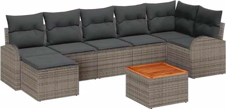 Set Divano da Giardino 8 pcs Grigio polyrattan