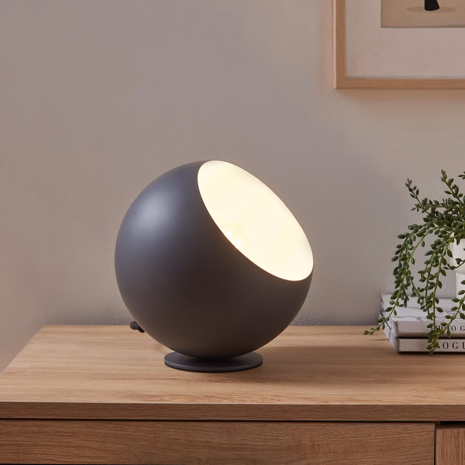 Lampada da tavolo 'Lukkodso' 1xE27 lampada da tavolo Ø20 x 20 cm con paralume sferico metallo grigio