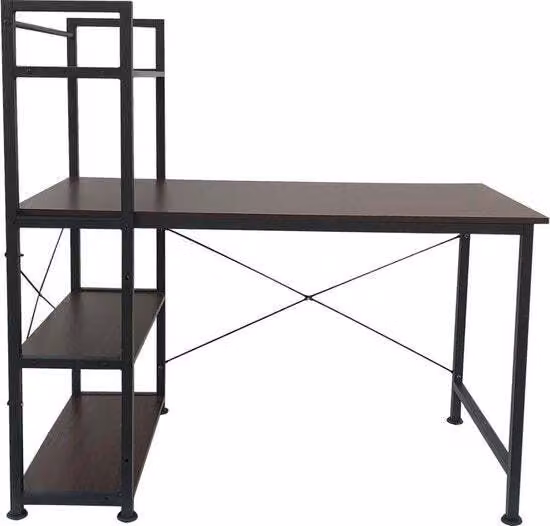 Scrivania da ufficio Stoer - 3 ripiani - stile industriale vintage marrone - metallo e legno