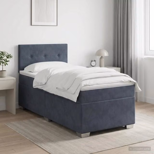 Letto box spring con materasso ibrido vidaXL in tessuto grigio scuro L: 100 cm, P: 200 cm – 1