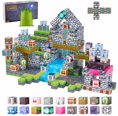 VEVOR Set di 100 Blocchi Magnetici Multicolore, Cubi da Costruzione STEM Montessori per lo Sviluppo Sensoriale e Cognitivo dei Bambini