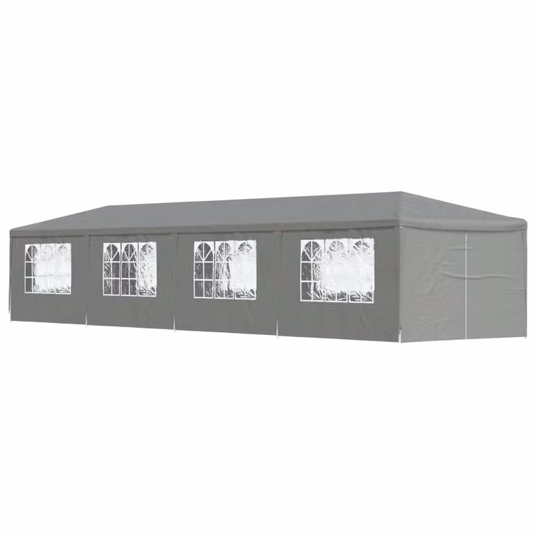 Tenda Party vidaXL Grigio Chiaro in PE e Acciaio L: 1200 cm, P: 300 cm, H: 255 cm