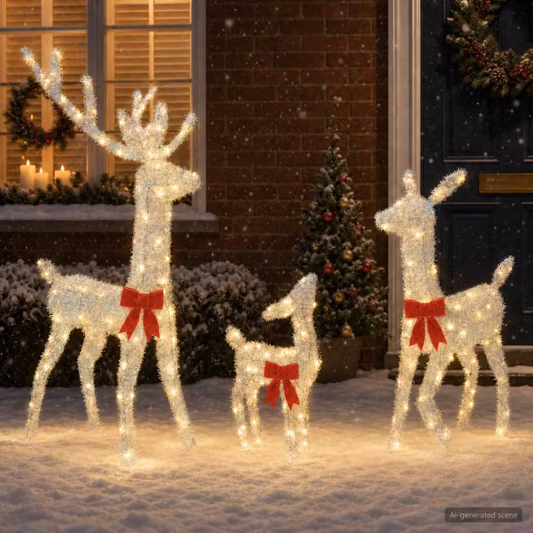 vidaXL Famiglia di renne natalizie LED 300 LED Bianco caldo