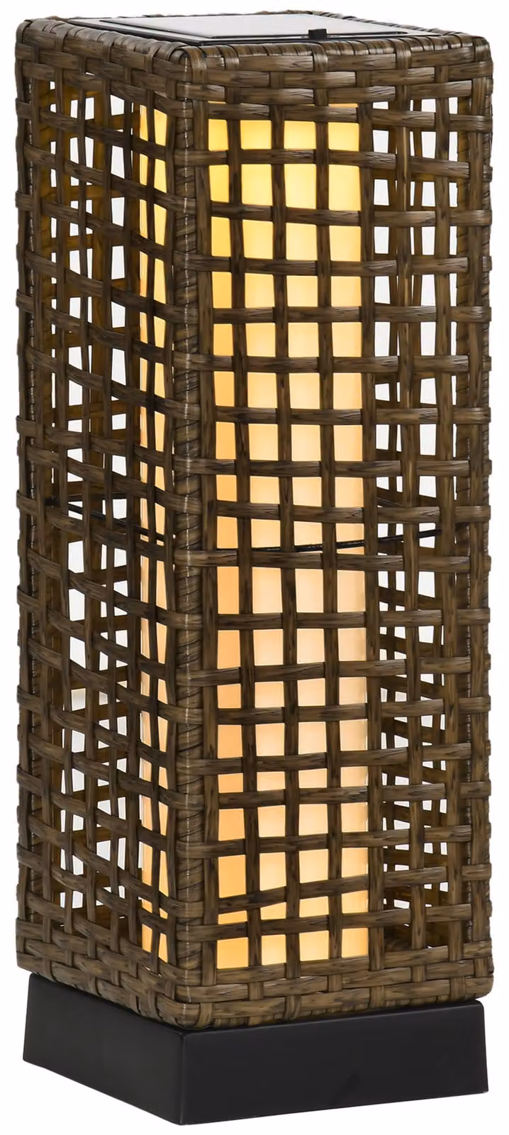 Lampada solare Moonbite con aspetto in rattan, alta 46 cm, lampada LED da esterno con sensore di luminosità, luce bianco caldo 2500 K, circa 8 ore di illuminazione, grado di protezione IP44, realizzata in rattan, colore sabbia