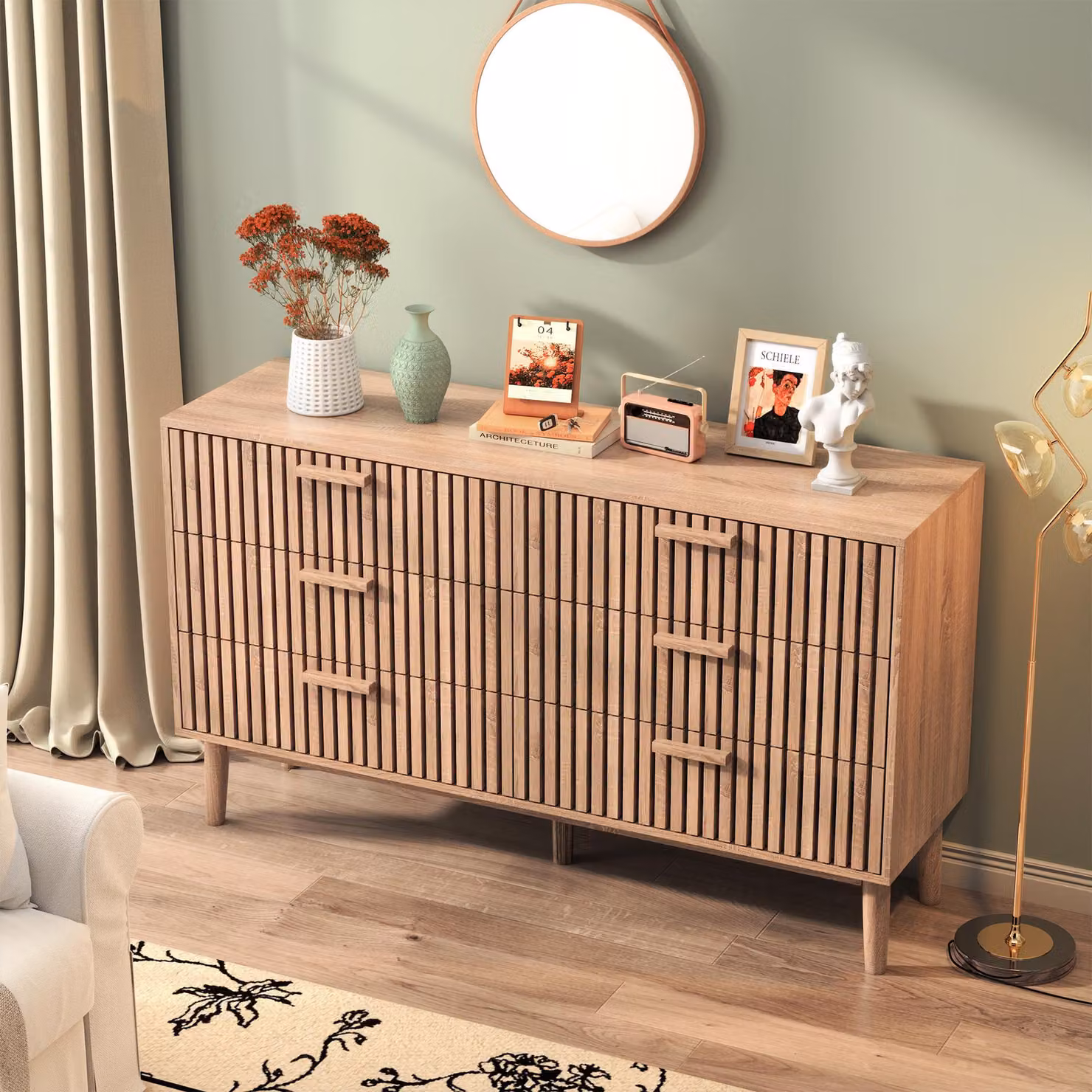 UnboxG cassettiera con 6 cassetti, cassettiera per camera da letto, legno, cassettiera, mobile contenitore con cassetti, per camera da letto, soggiorno, corridoio (legno, 6 cassetti)