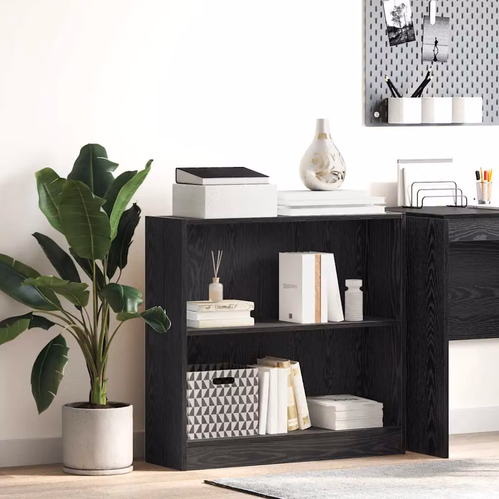 Libreria moderna vidaXL in legno MDF nero e marrone L: 80 cm, P: 24 cm, H: 76 cm