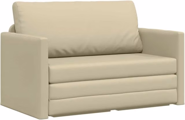 Divano letto | Sof¨¤ letto | Letto singolo Crema 124 x 71 x 78 cm Pelle Artificiale