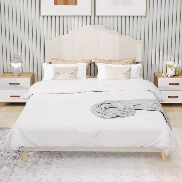 Letto Contenitore Imbottito 160x200 ¨C Xylo ¨C Beige, Testiera Morbida