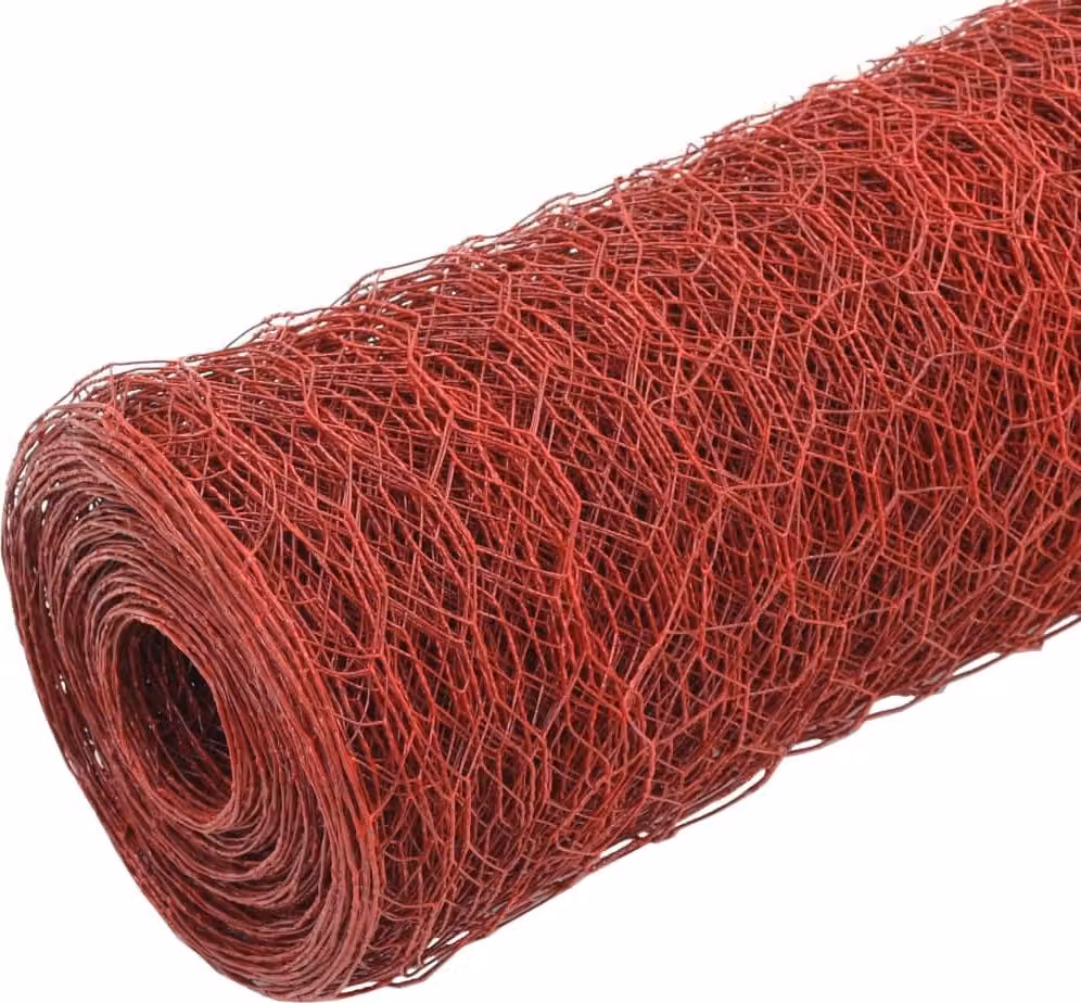 vidaXL Recinzione in filo d'acciaio con rivestimento in PVC 25x1 m rosso