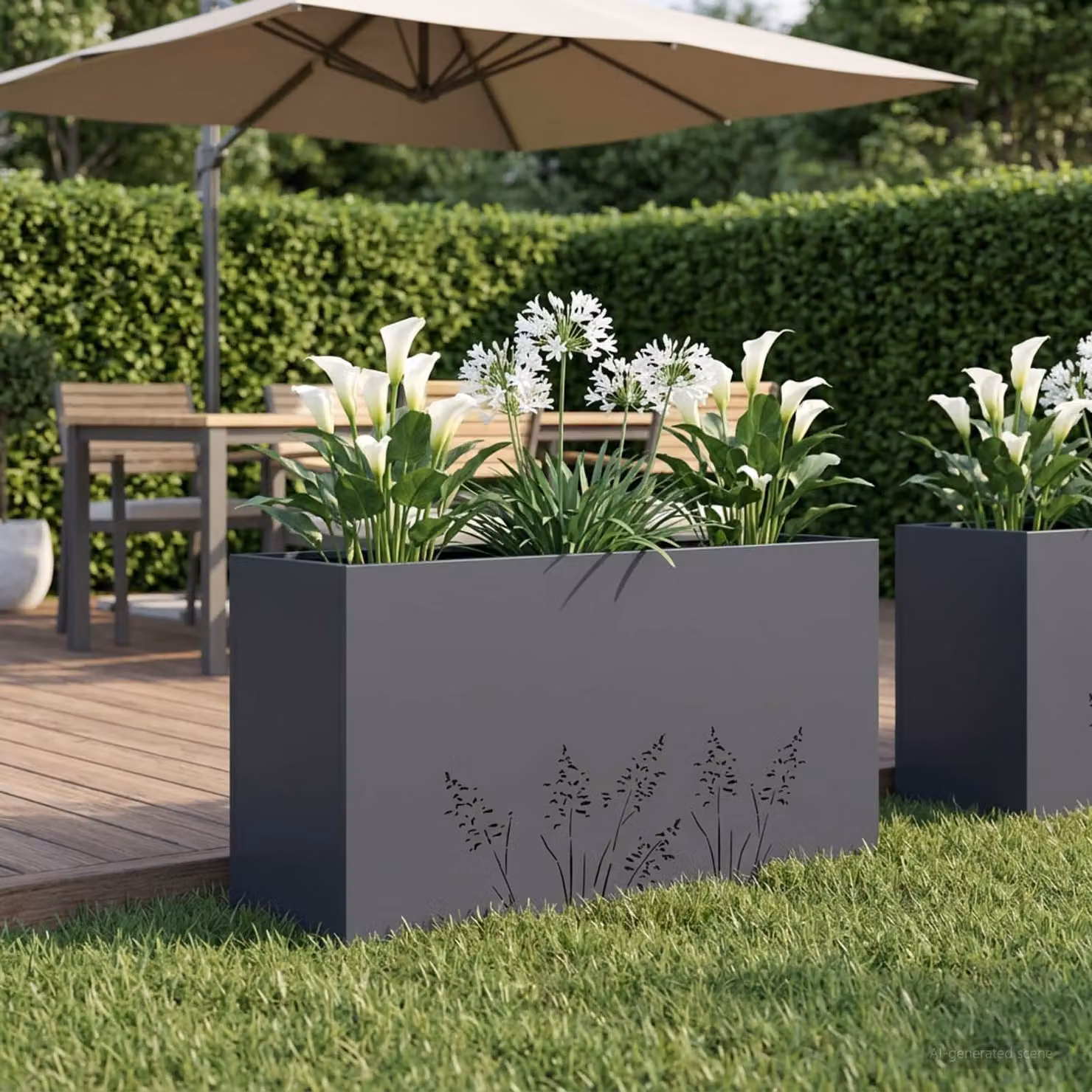 vidaXL Vaso da giardino in metallo Antracite L: 100 cm, P: 20 cm, H: 49 cm