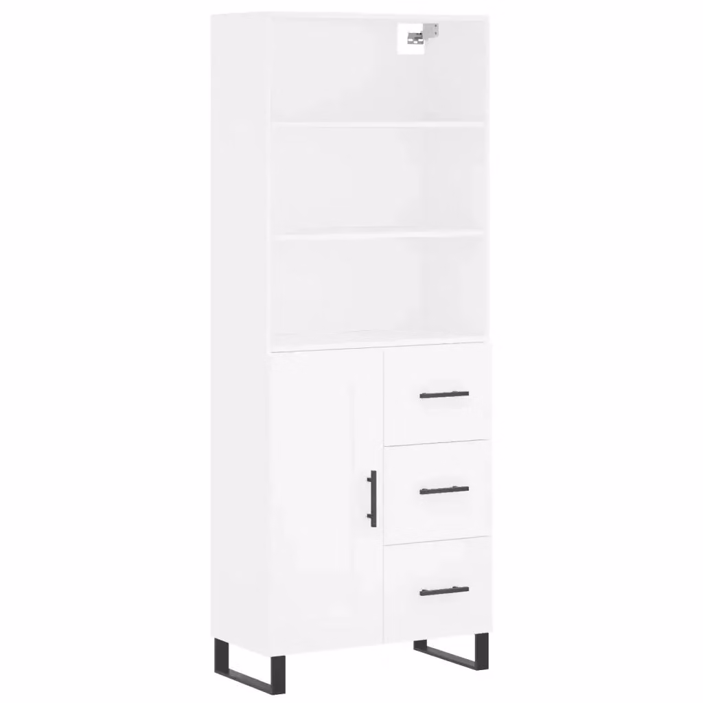 Credenza moderna bianca vidaXL in legno e metallo L: 69,5 cm, P: 34 cm, H: 180 cm – 2