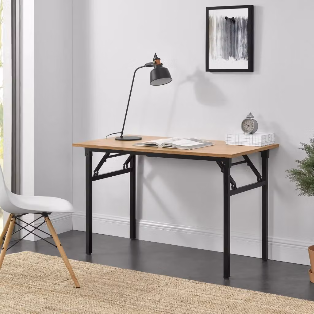 Scrivania Pieghevole neu.haus con Piano in MDF Laminato, Colore Beige e Nero, L: 120 cm, P: 60 cm, H: 75 cm – 2