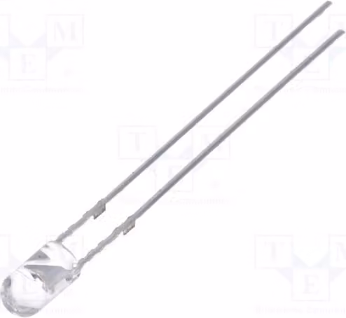 5 LED a LED rossi da 3 mm, modello OSR5RU3E31B, di tipo a montaggio su foro (THT), con intensità luminosa di 1120÷1560 mcd e angolo di emissione di 30°