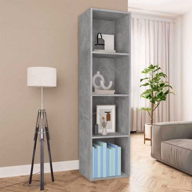 vidaXL Libreria e Mobile TV in Multistrato Grigio, L: 36 cm, P: 30 cm, H: 143 cm