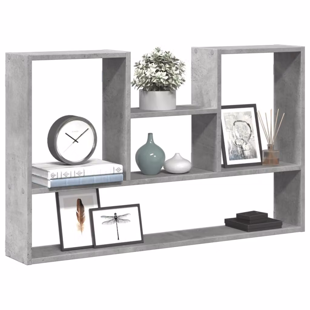 Scaffale a muro moderno vidaXL in MDF grigio cemento, L: 99 cm, P: 15 cm, H: 60 cm