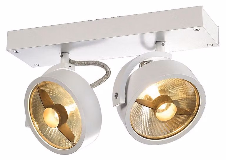 Faretto moderno doppio Kalu, variante: 280 x 180 x 90 mm, 2 x 75 W, bianco