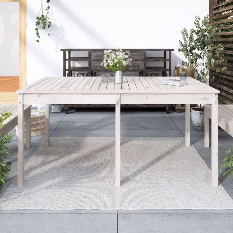 Maison Exclusive - Tavolo da giardino bianco 159,5x82,5x76 cm in legno massello di pino