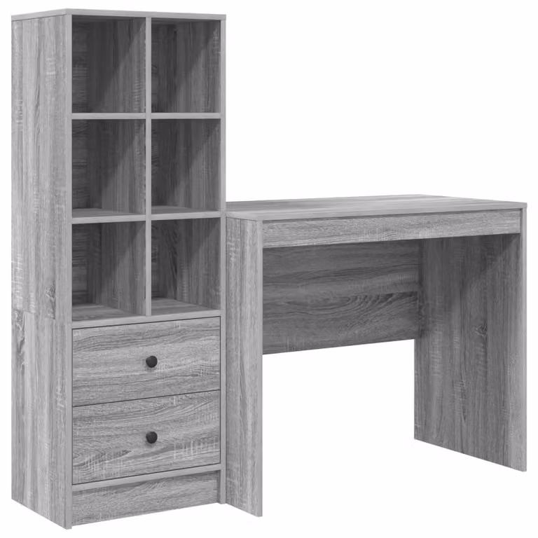 Scrivania con cassetto con lo scaffale 2 pcs Grigio Sonoma