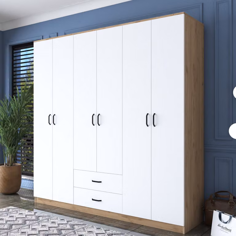Skye Decor, BA111 - 2324, armadio, noce, 100 % PANNELLI DI AGGREGATO MELAMMINICO, 210 x 51,5 x 210 cm
