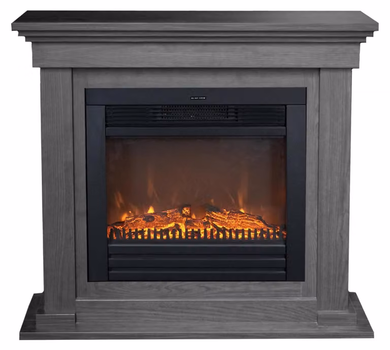Camino elettrico - Potenza di riscaldamento: 1400 Watt - Larghezza: 98 cm - Finitura effetto legno nero - Per creare atmosfera e riscaldare