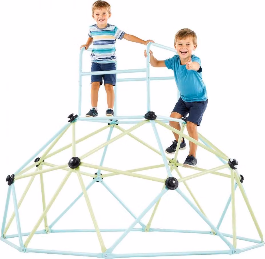 Cupola di arrampicata Struttura di arrampicata geometrica (183 cm) - Attrezzatura da gioco portante 270 kg - Giochi da giardino per bambini da 3 a 10 anni - Parco giochi blu + verde - Struttura di arrampicata per esterni