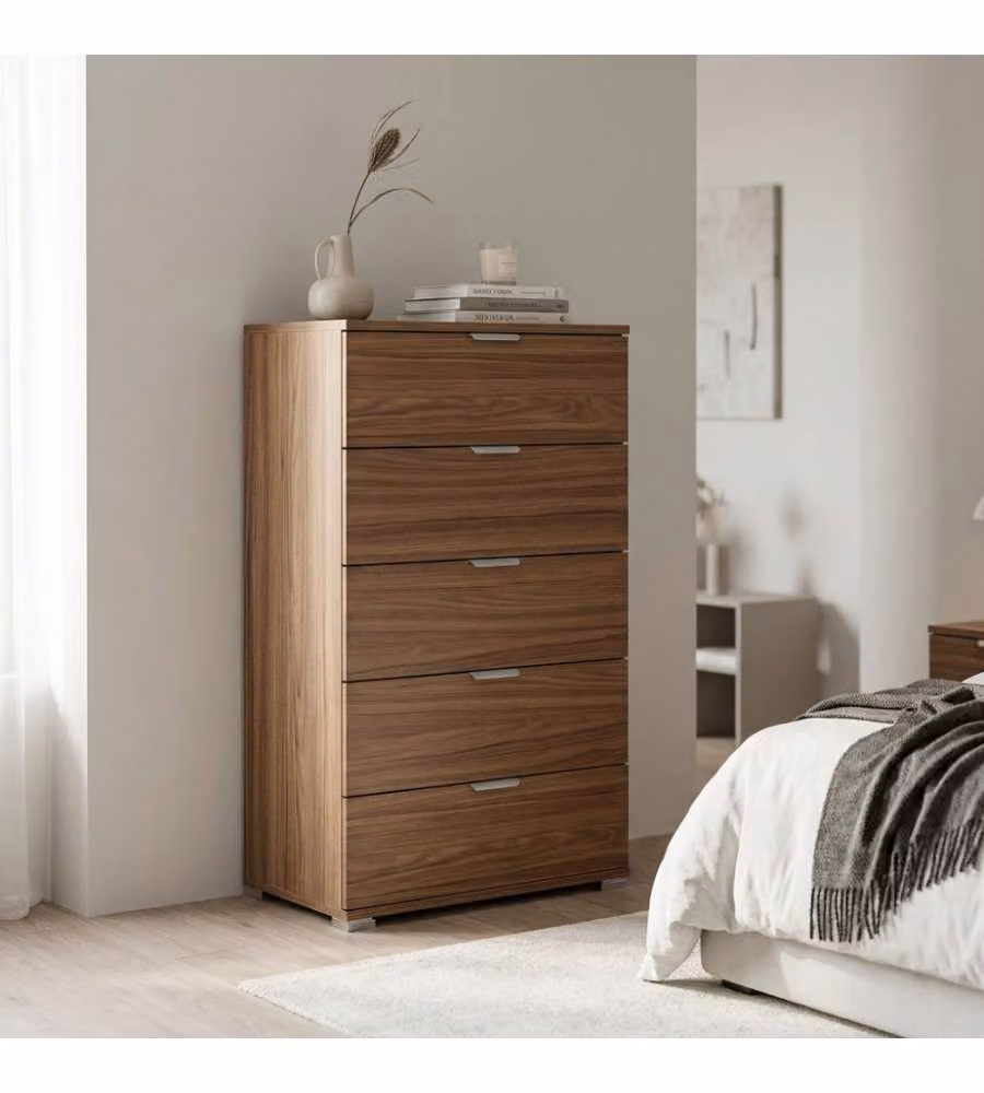 Cosma Cassettiera Moderna in Legno MDF Colore Noce con Finitura Opaca L: 60 cm, P: 38 cm, H: 103 cm – 1