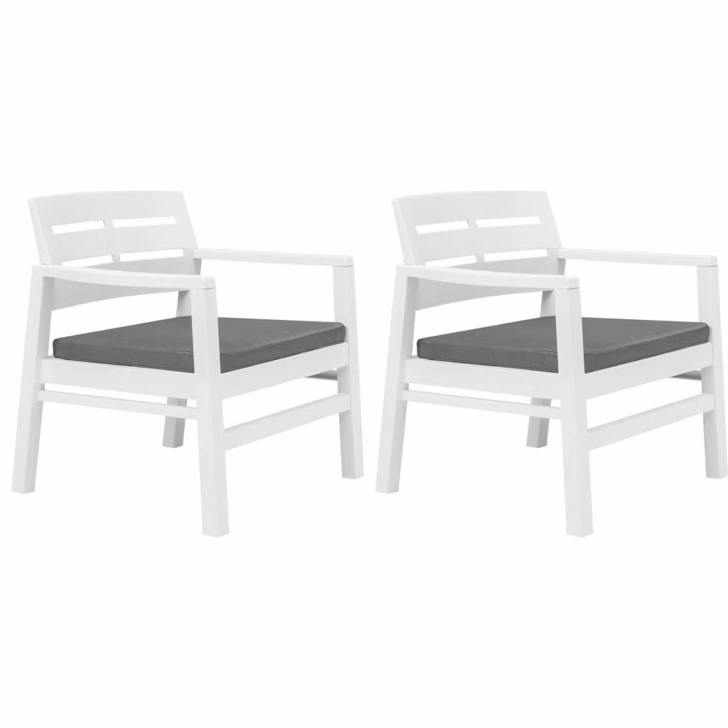 set da pranzo da giardino 3 pezzi in plastica bianca