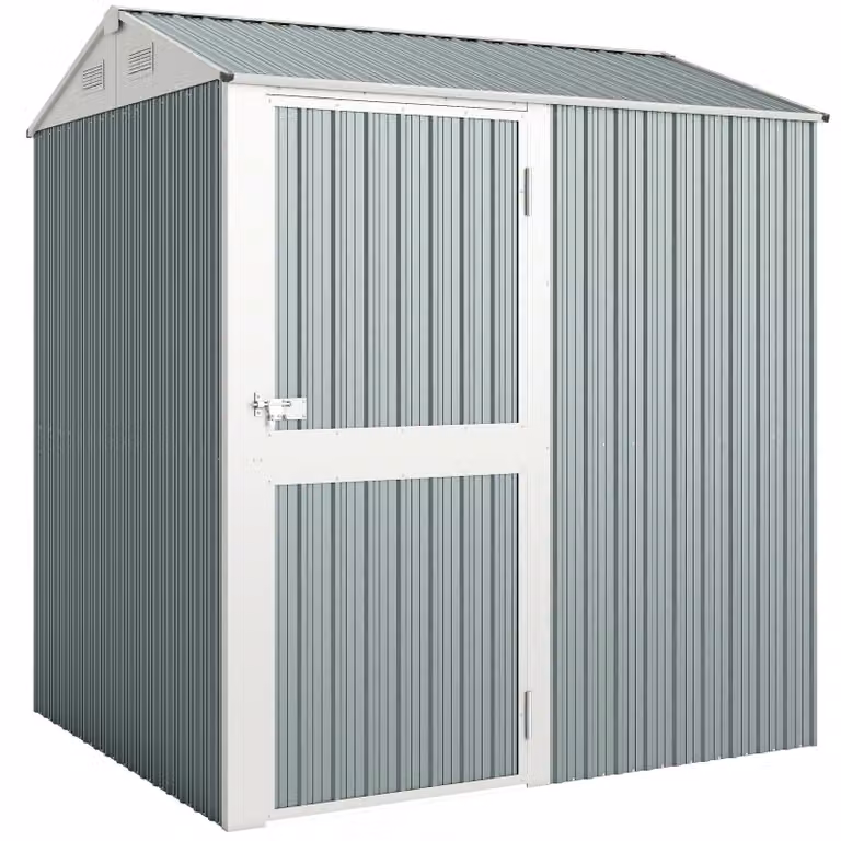 Capanno da giardino in metallo, 3,5 m², con serratura | Colore: grigio chiaro | Dimensioni: 209x177x236 cm