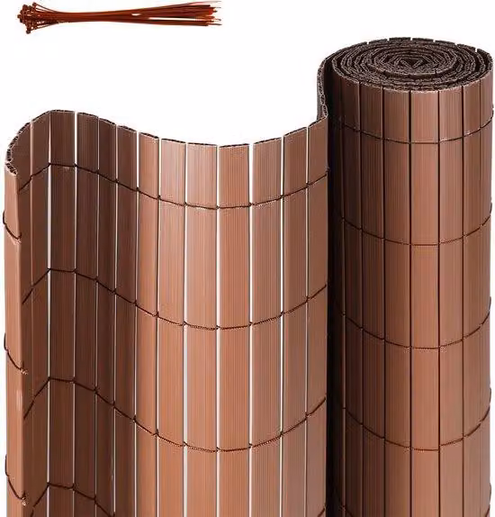 Recinzione da giardino in PVC da 2,4 m – Recinzione da giardino e da balcone a forma di W – Resistente al vento e alle intemperie, resistente ai raggi UV – Per giardino e terrazza – Marrone