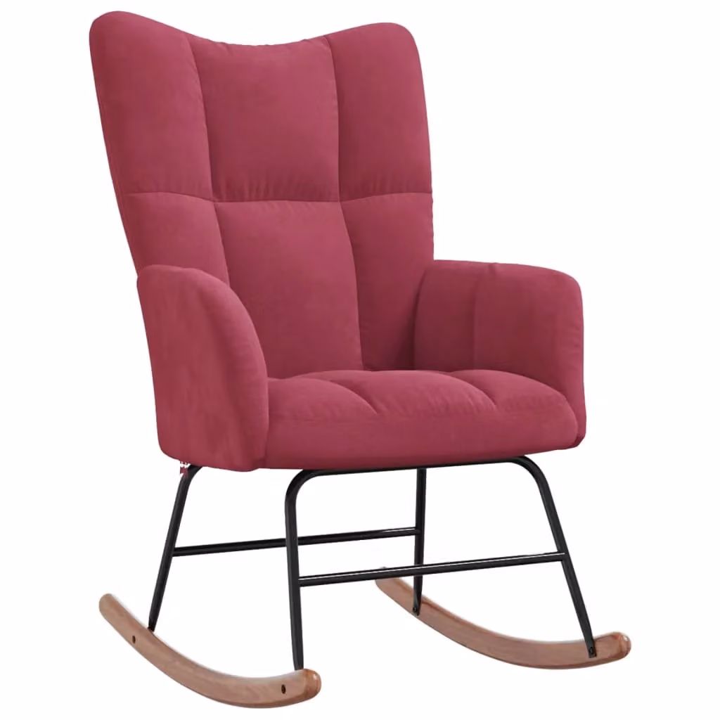 Sedia a Dondolo Moderna in Velluto Rosso Vino MERCATOXL – 2