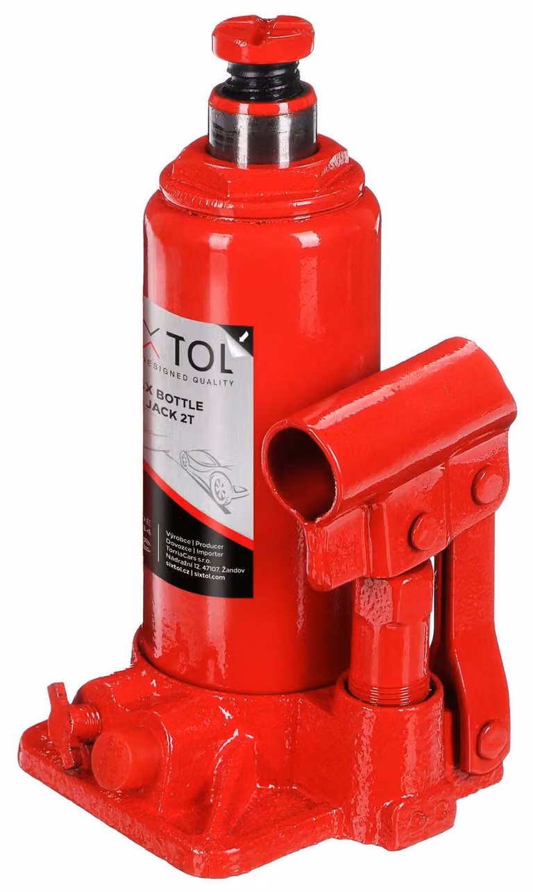Cric idraulico per sollevamento punti - Capacità di carico: 2 tonnellate - Dimensioni compatte: 9,5 x 11 x 17 cm - Acciaio legato - Colore: rosso - Adatto per auto e camion