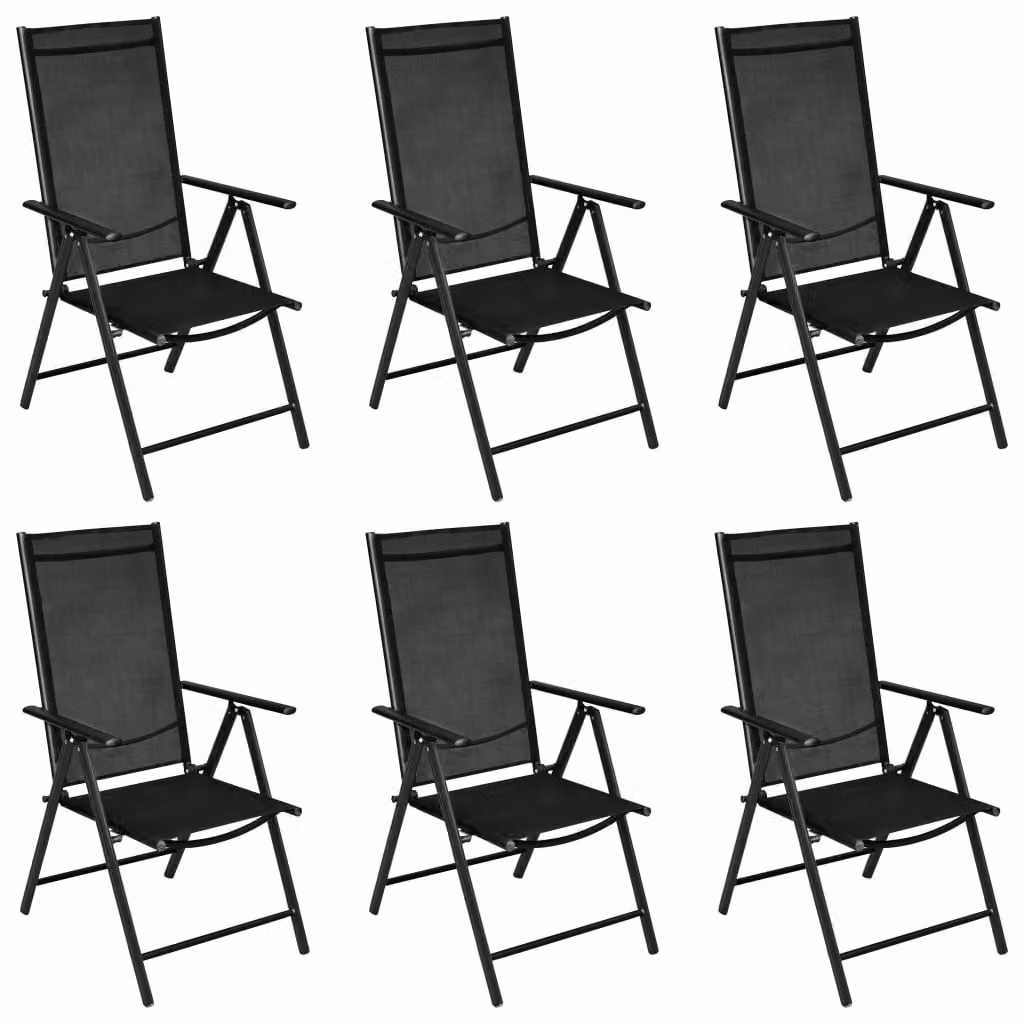 set da pranzo da giardino 7 pezzi alluminio nero