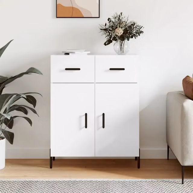 Credenza Buffet Armadio da Cucina Design Mania Bianca in Legno Multistrato L: 69,5 cm, P: 34 cm, H: 90 cm
