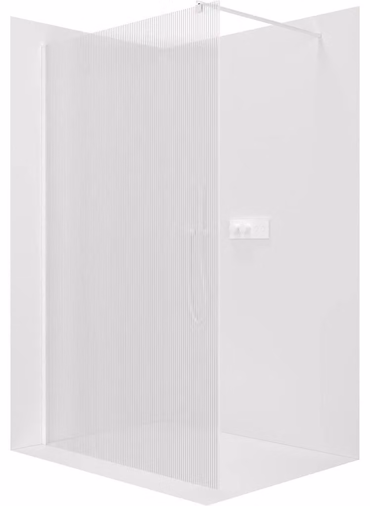 Pannello doccia angolare Walk-in Onyx Round, destro/sinistro - 8 mm - montante rotondo - bianco opaco, vetro smerigliato - 160x200 cm