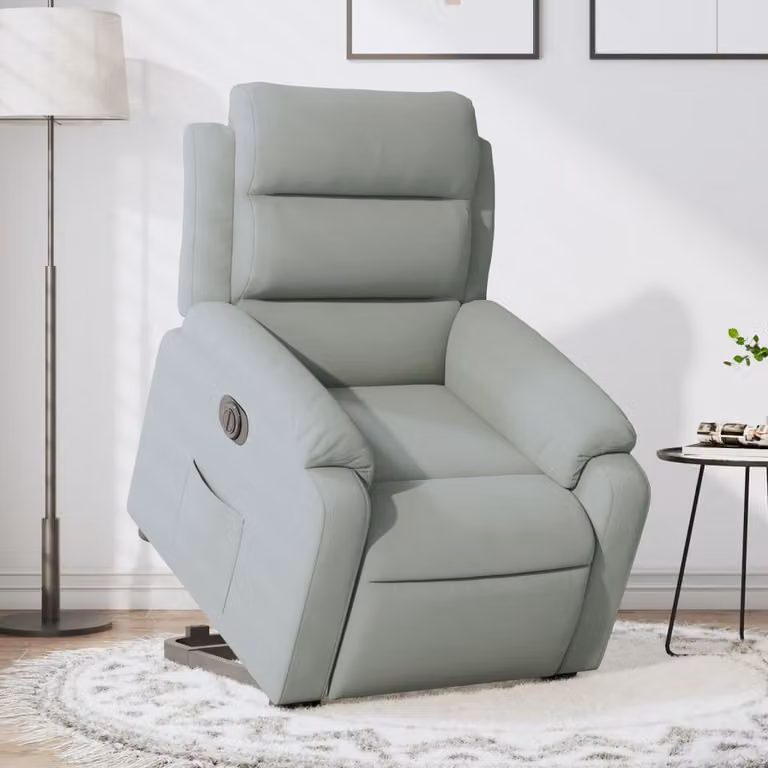 vidaXL Poltrona Alzapersona Reclinante Elettrica in Velluto Grigio Chiaro
