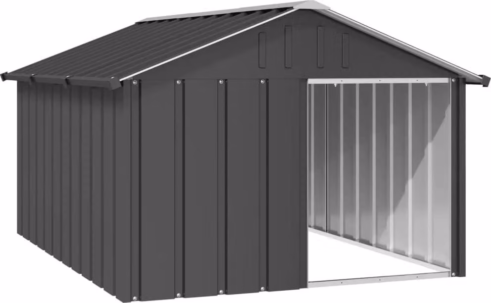 Casetta per Cani Antracite 116,5x153x81,5 cm Acciaio Zincato
