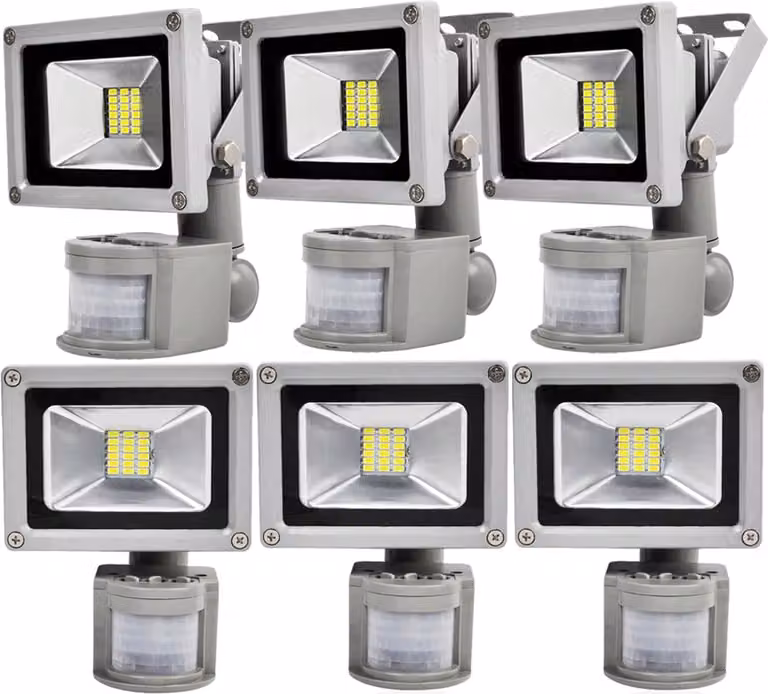 Greenmigo 6x 20W SMD Proiettore con sensore di movimento, luce bianca fredda, IP65, impermeabile, lampada LED, applique, illuminazione diffusa, illuminazione da esterno, lampada da giardino LED, faretto da esterno