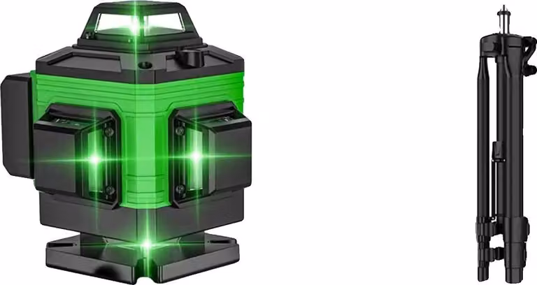 Livella laser, tecnologia 4D, telecomando, set verde -- Scatola in plastica