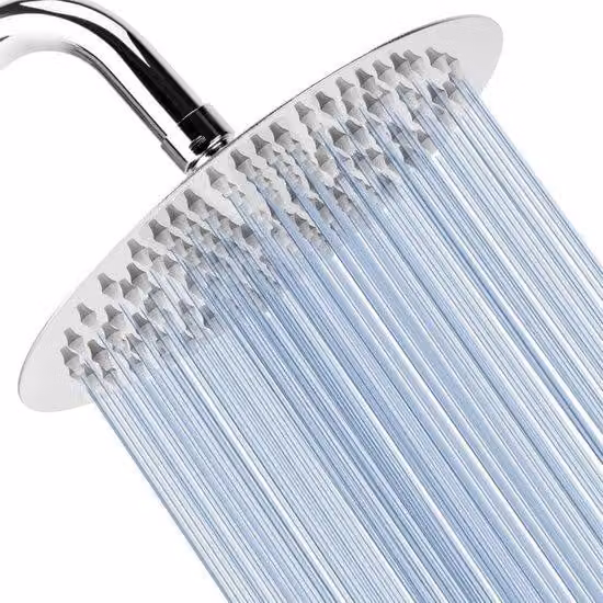 doccia a pioggia da 20 cm - Soffione tondo ad alta pressione in acciaio inox 304 - Doccia confortevole - Bassa pressione dell'acqua - Montaggio a parete o a soffitto - Tubo di ricambio dell'acqua cromato