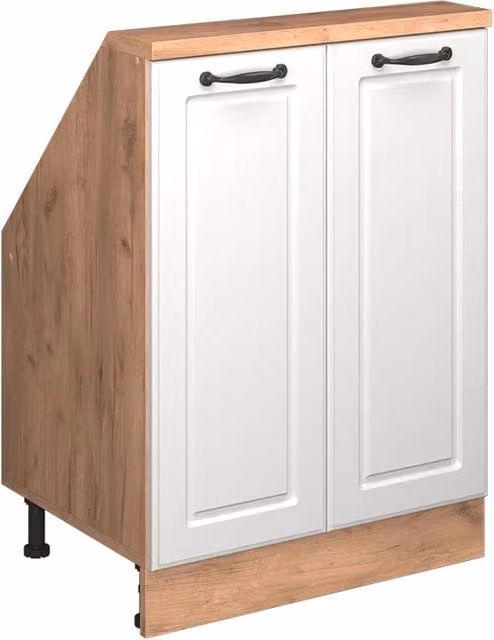 Mobile sottotetto Rion Vicco in stile rustico bianco e rovere dorato con 2 ante, L: 60 cm, P: 46 cm, H: 83,8 cm