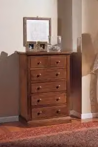 cassettiera settimino in legno arte povera noce Bassano 4 + 2 cassetti lisci