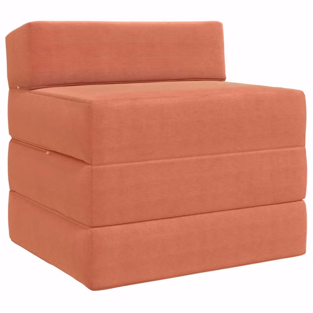 Divano Letto Pieghevole Moderno vidaXL in Tessuto Rosso Arancio L: 200 cm, P: 70 cm, H: 15 cm – 2