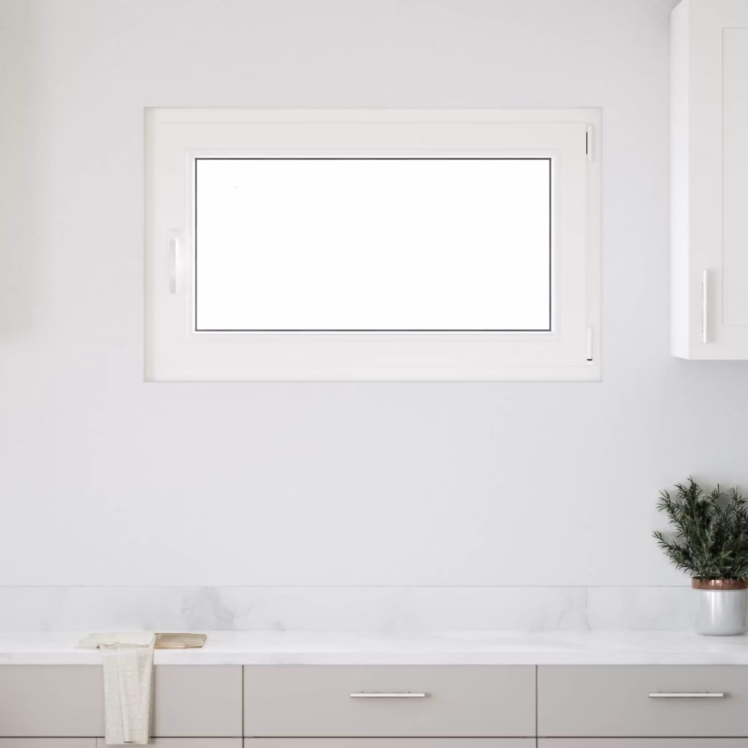 Finestra per seminterrato vidaXL in plastica bianca con vetro trasparente e apertura a battente e vasistas L: 100 cm, H: 60 cm, P: 6 cm