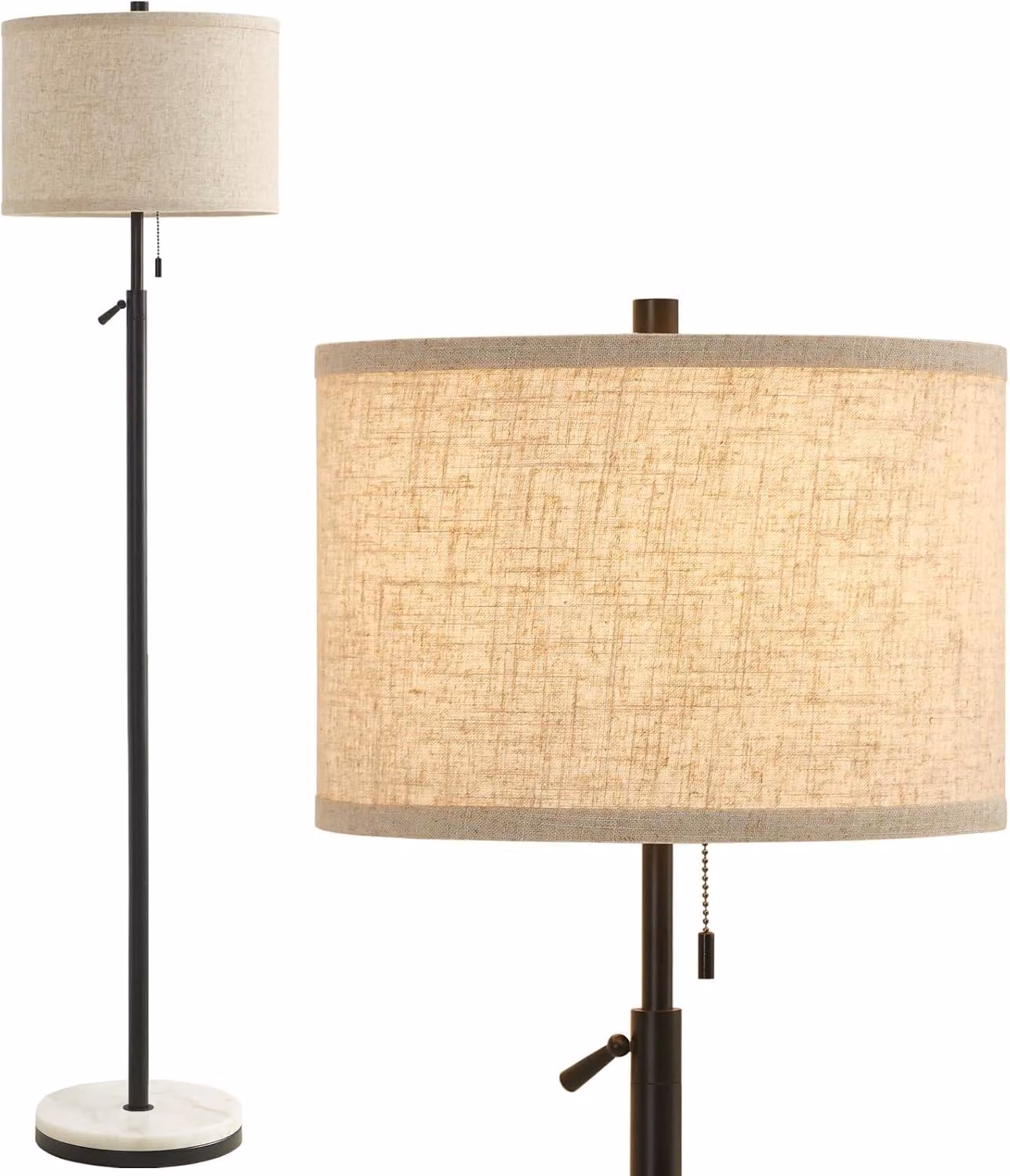 Lampada da terra moderna, regolabile in altezza, realizzata in marmo nero