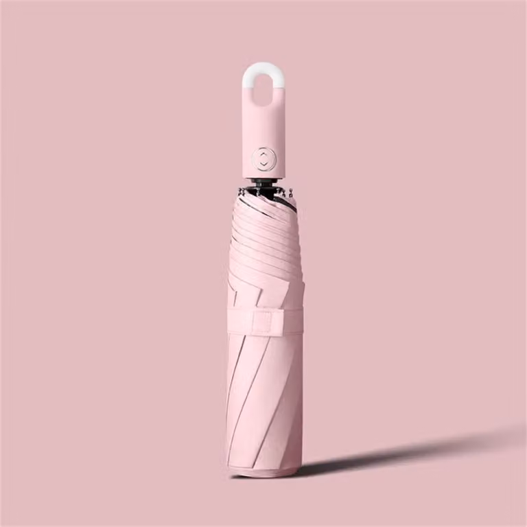 Ombrello automatico, resistente al vento, con protezione solare, colore rosa