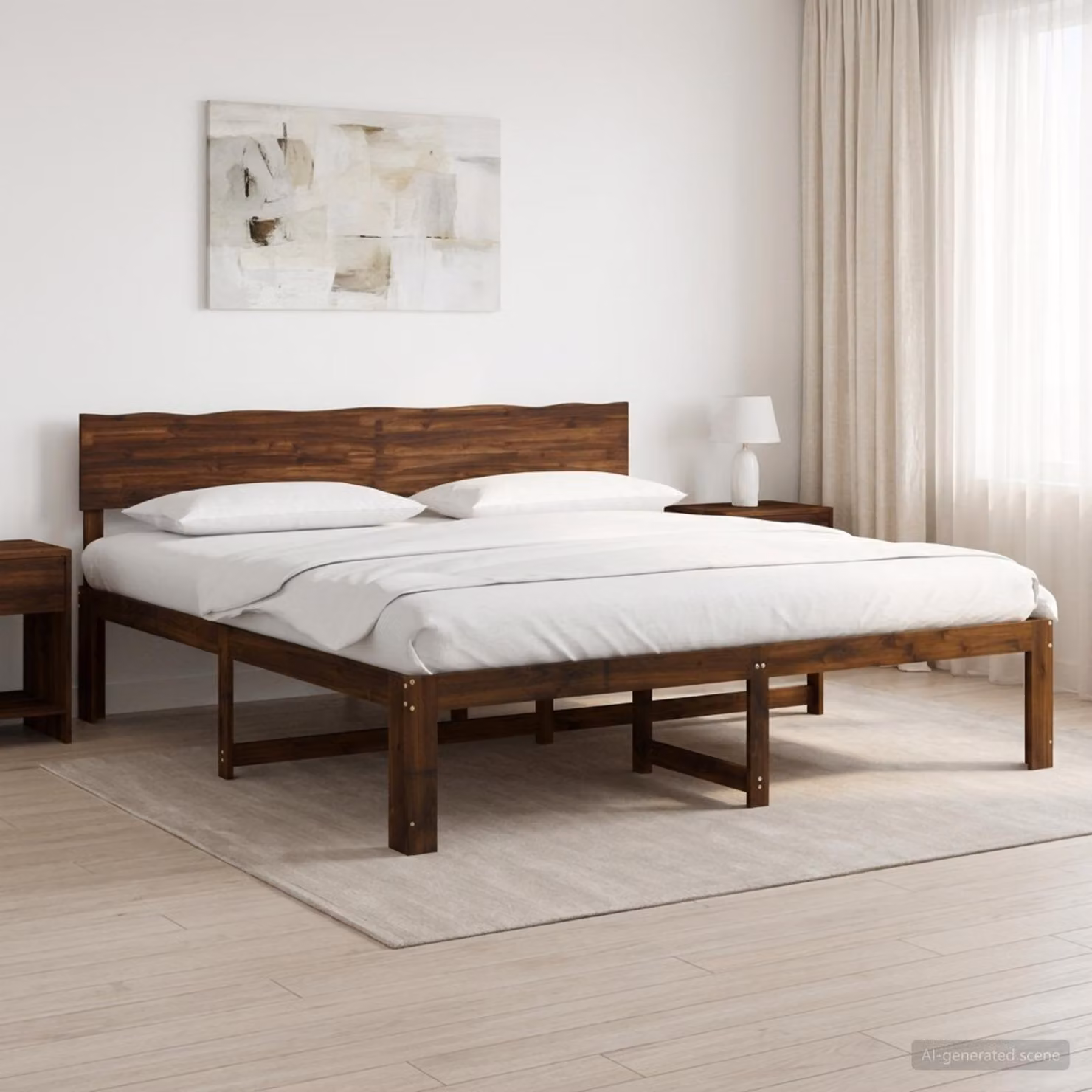 Letto matrimoniale con testiera vidaXL ROSTOCK in legno di acacia marrone scuro L/P/H: 184 x 200 x 91 cm