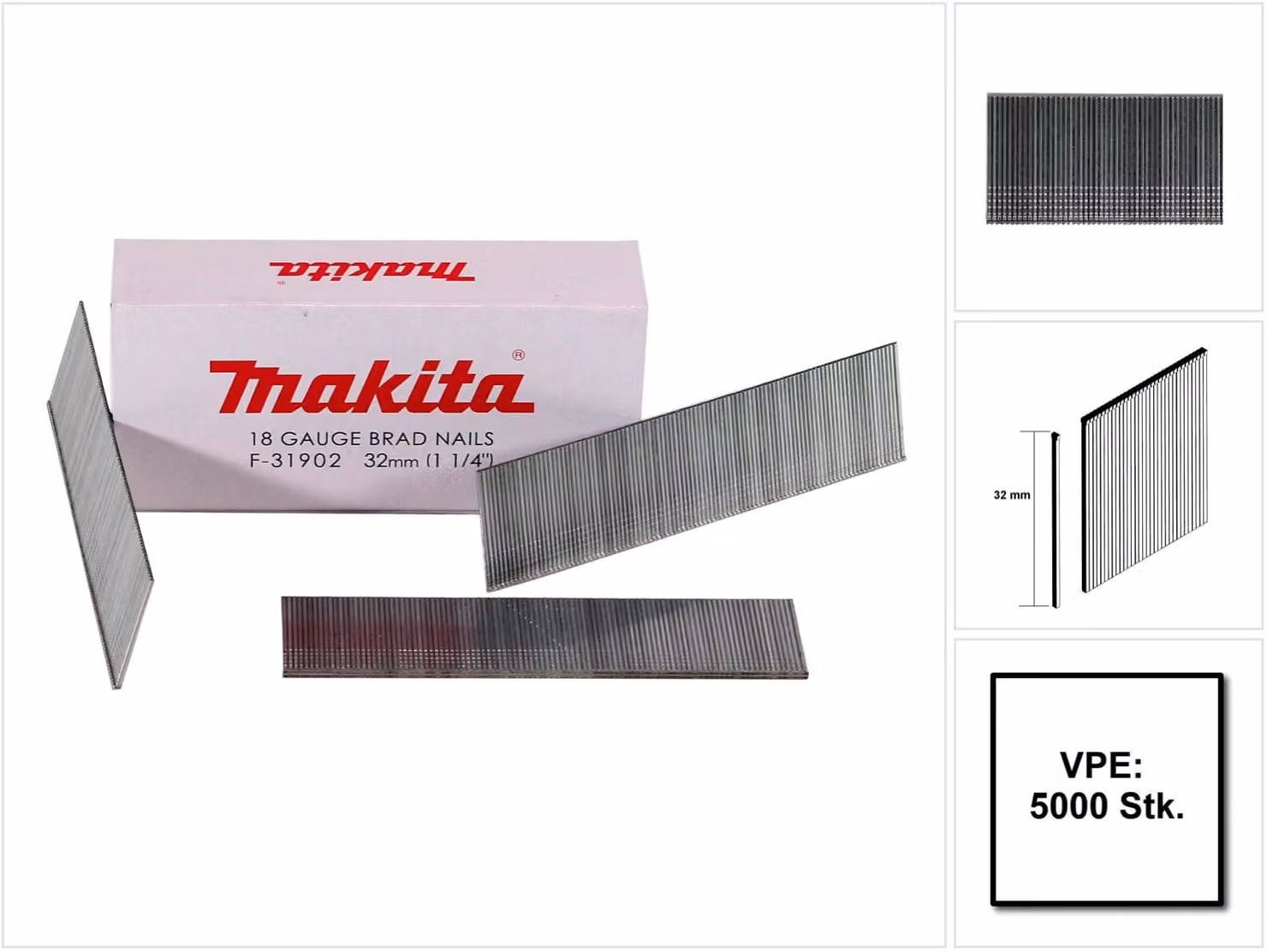 Makita Groppini 32mm / zincati - 5000 pz. ( F-31902 ) per Chiodatrici Makita DBN500/AF505/AF506
