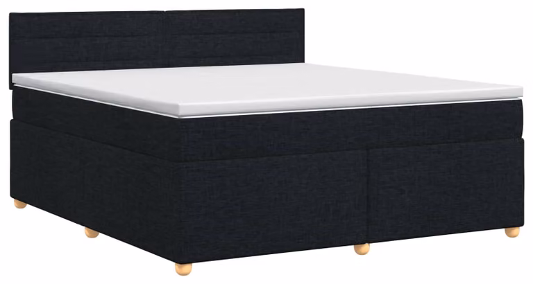 Letto a molle con materasso nero 160 x 200 cm in tessuto